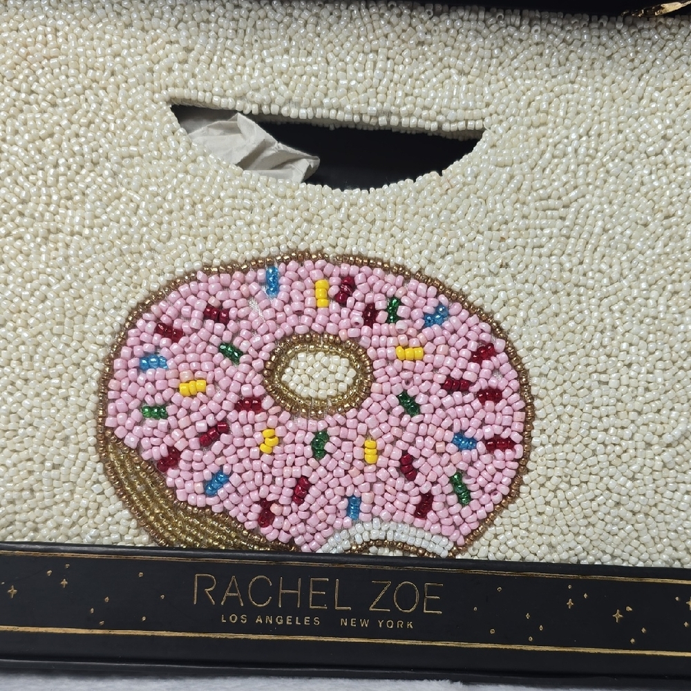 Rachel Zoe Pink and Cream Beaded Clutch